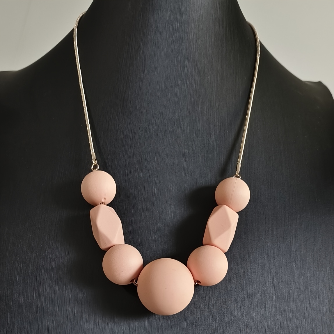 Boho Geometric Bead Necklace with Cord